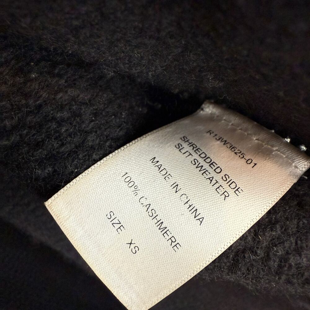 R13 Cashmere Shredded Side Slit Sweater Pullover Edgy Grunge Black Size XS - Picture 6 of 9